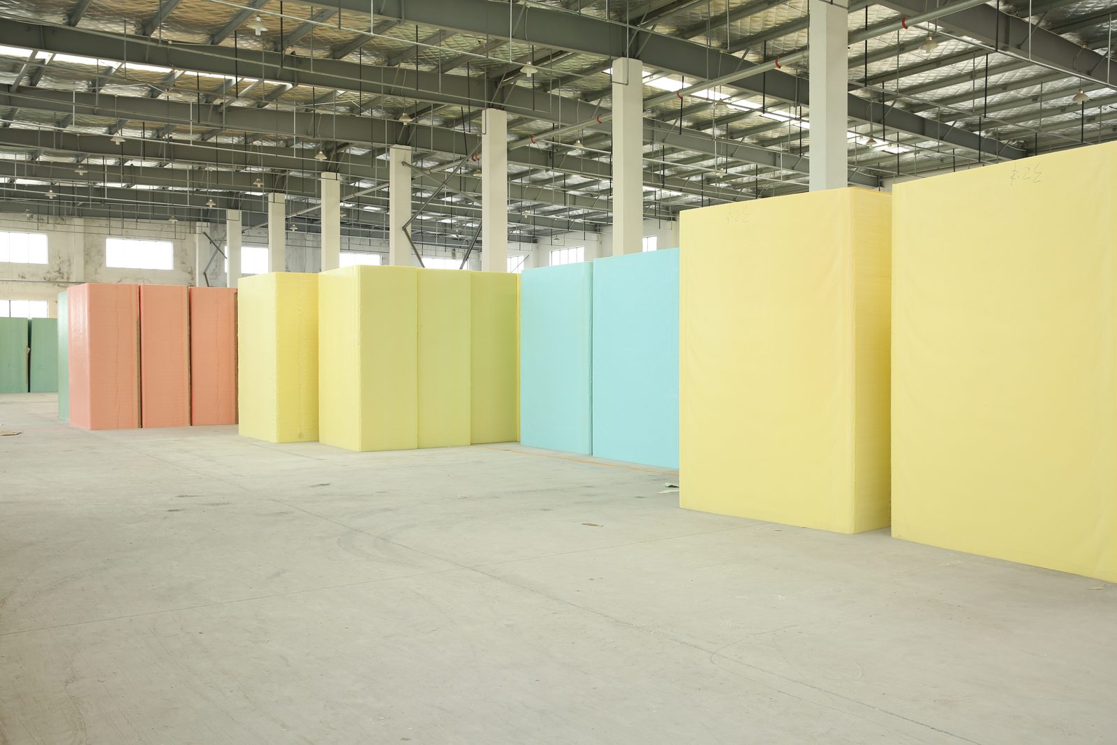 Color foam blocks in factory