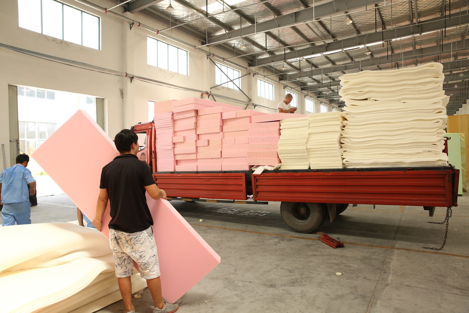 Foam products loaded onto truck